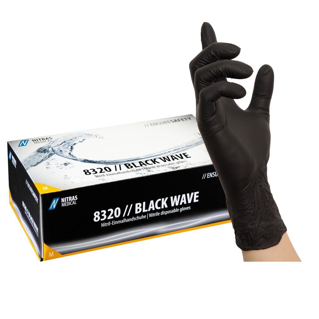 [8320-S] Nitras - Nitril Handschuhe Black Wave (100 Stück) (S)