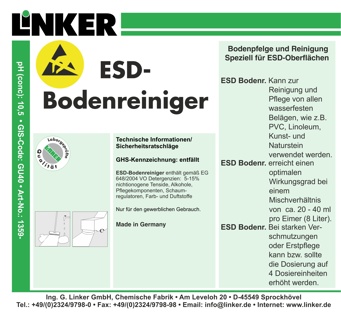 [1359-10] Linker - ESD-Bodenreiniger - 10 l